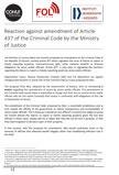 Reaction against amendment of Article 437 of the Criminal Code by the Ministry of Justice